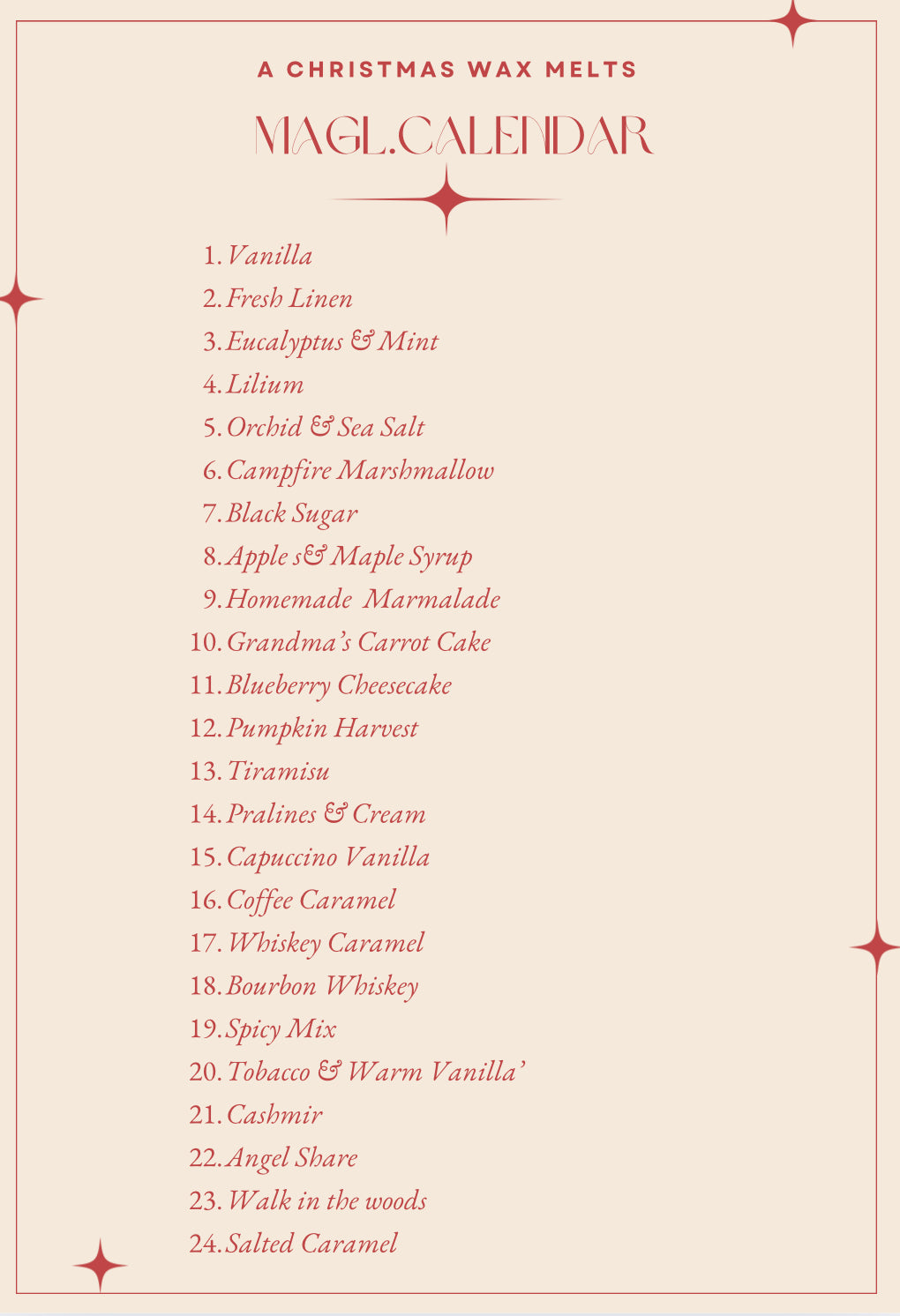 Christmas Wax Melts Calendar